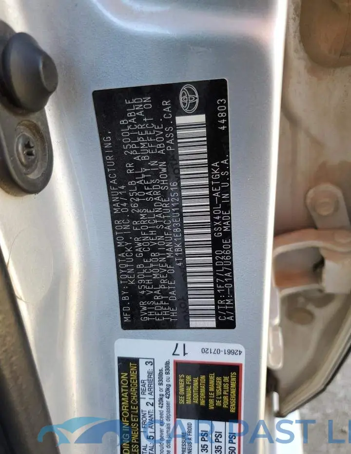 4T1BK1EB3EU112516# 12