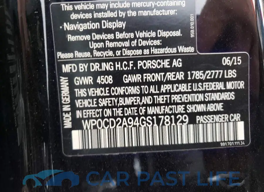 WP0CD2A94GS178129# 12