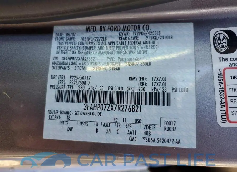 3FAHP07ZX7R276821# 12