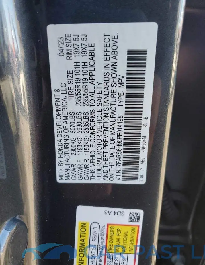 7FARS6H96PE014198# 13
