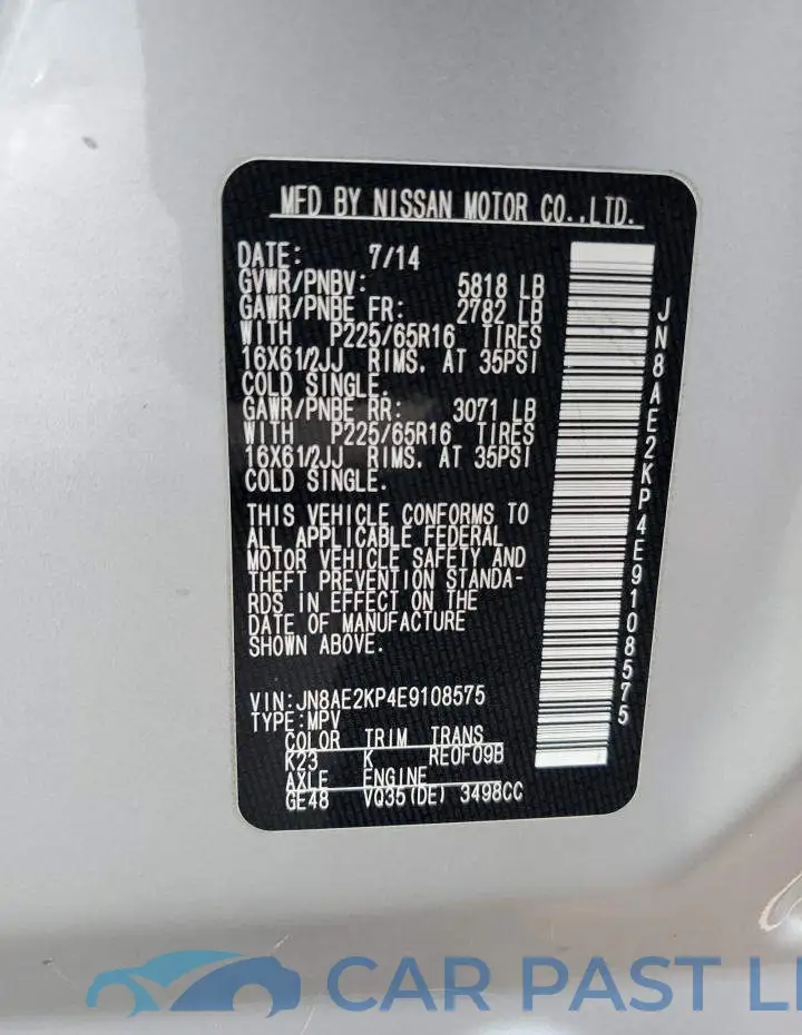 JN8AE2KP4E9108575# 14