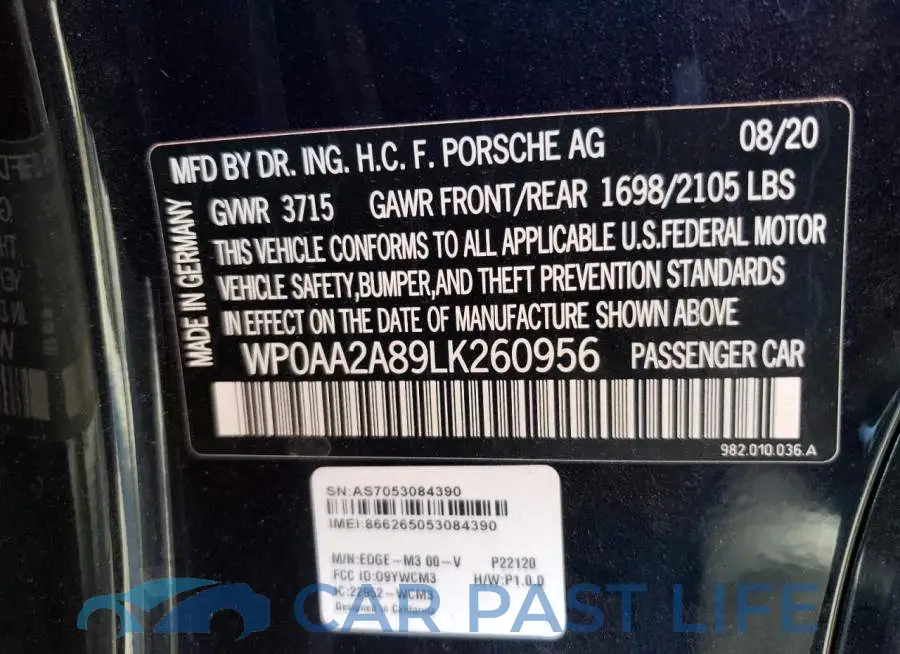 WP0AA2A89LK260956# 12