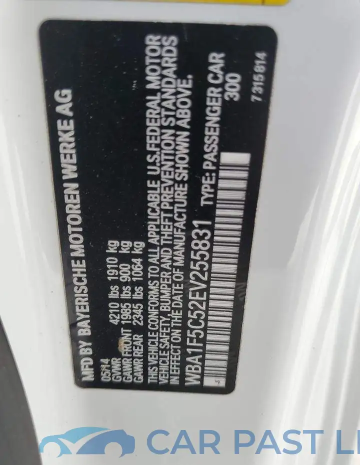 WBA1F5C52EV255831# 12