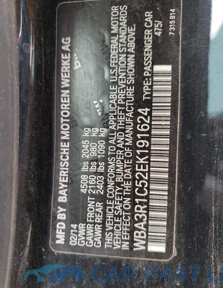 WBA3R1C52EK191624# 10