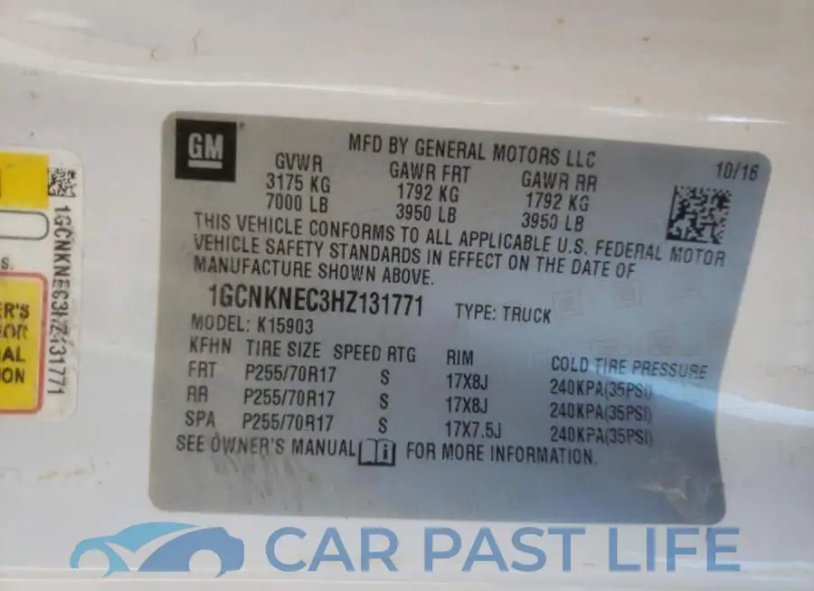 1GCNKNEC3HZ131771# 12