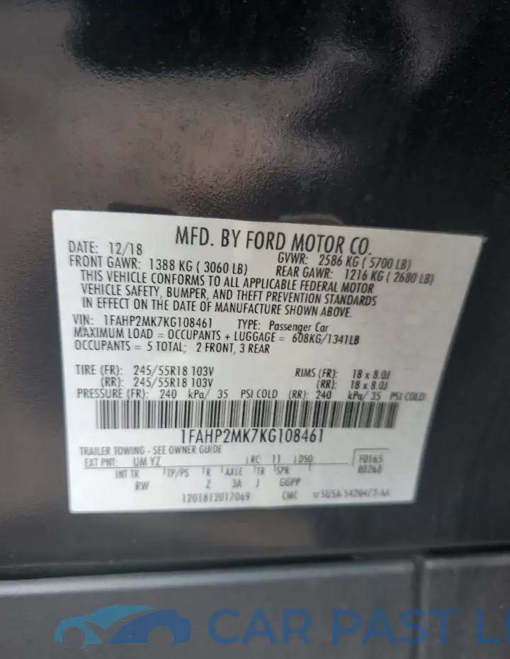1FAHP2MK7KG108461# 12