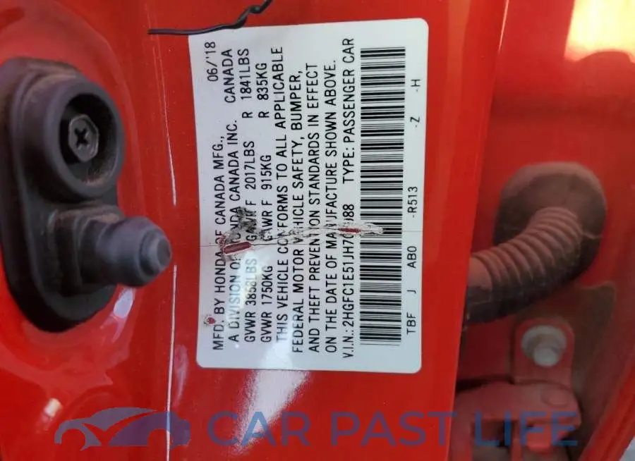 2HGFC1E51JH707988# 12