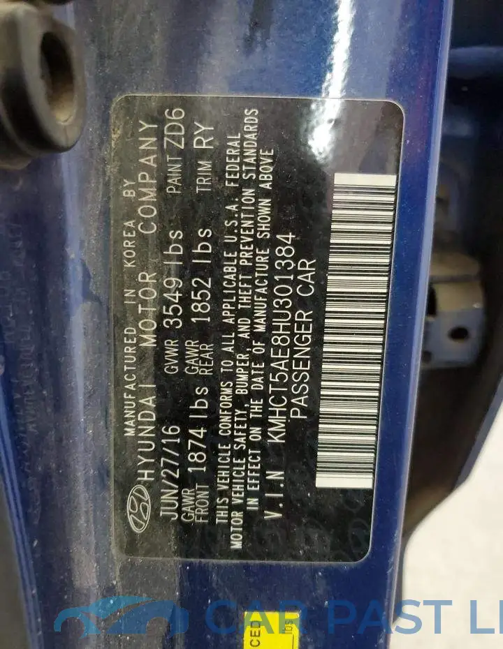 KMHCT5AE8HU301384# 12