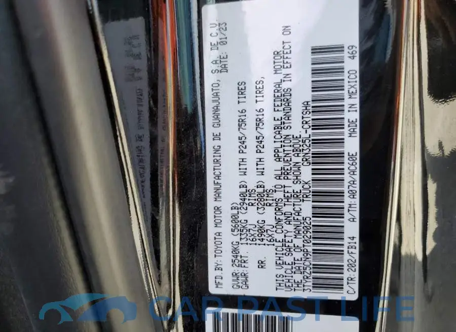 3TYRZ5CN9PT029025# 12
