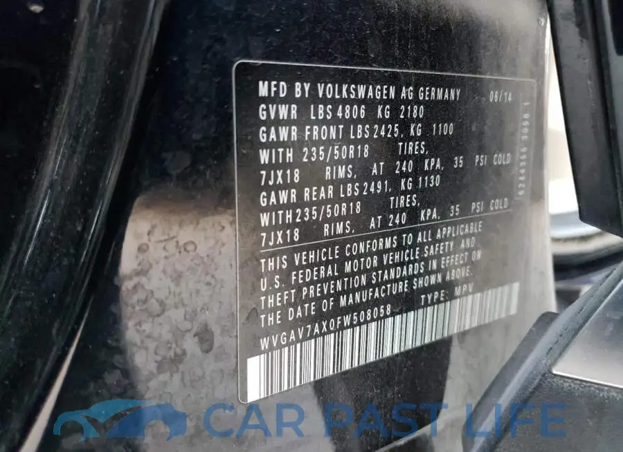 WVGAV7AX0FW508058# 14