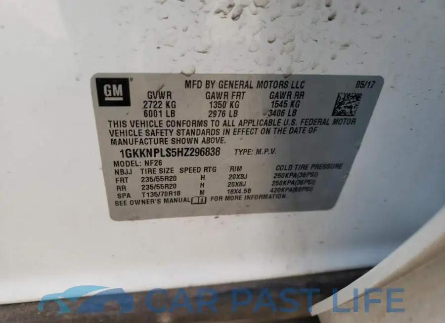 1GKKNPLS5HZ296838# 12