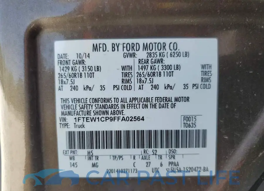 1FTEW1CP9FFA02564# 12