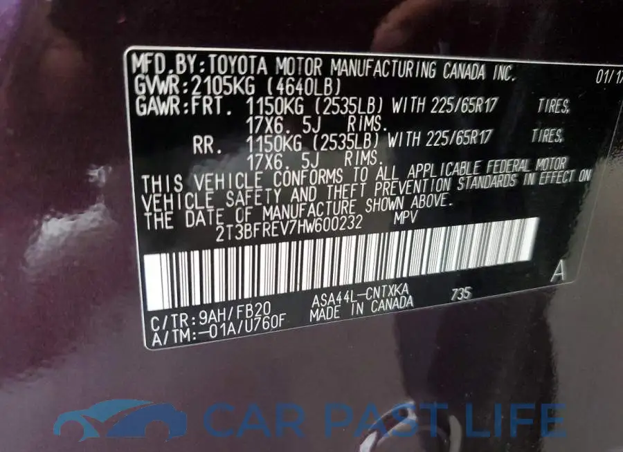 2T3BFREV7HW600232# 13