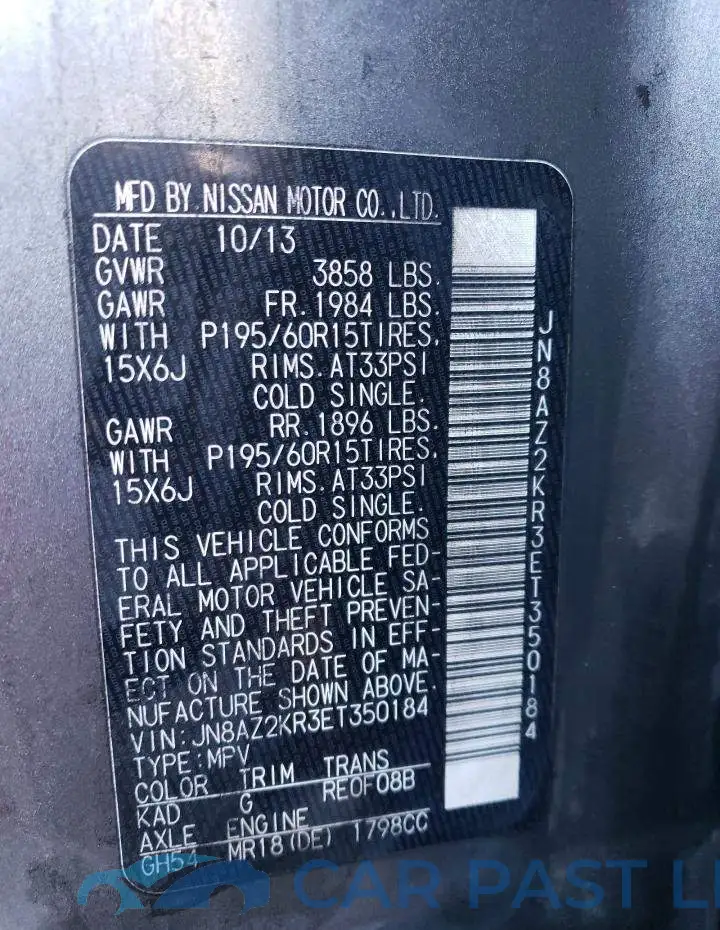 JN8AZ2KR3ET350184# 13