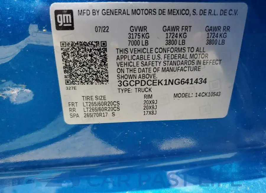 3GCPDCEK1NG641434# 12