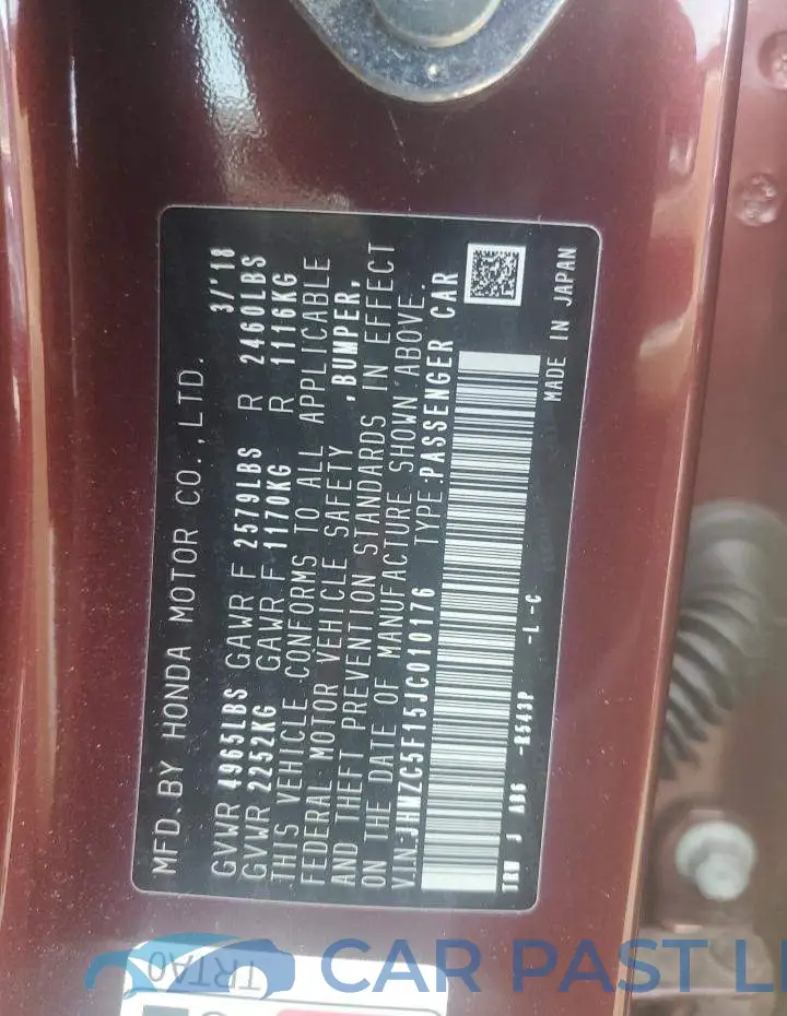 JHMZC5F15JC010176# 12