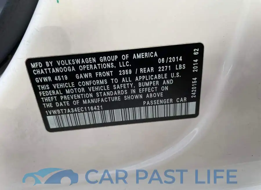 1VWBT7A34EC116421# 10