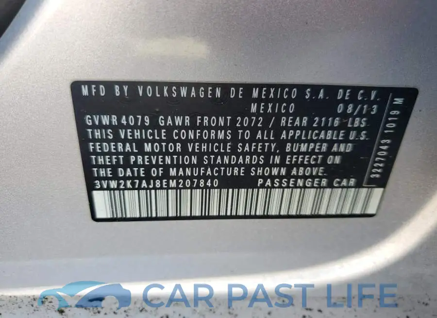 3VW2K7AJ8EM207840# 12