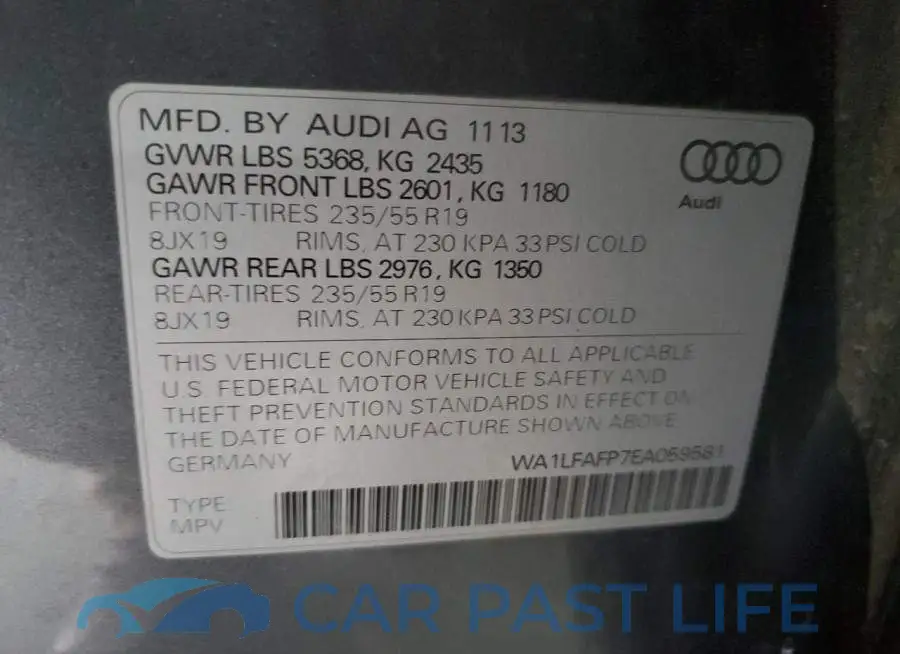 WA1LFAFP7EA059581# 12