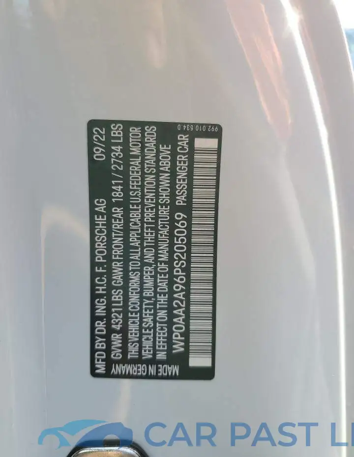 WP0AA2A96PS205069# 13