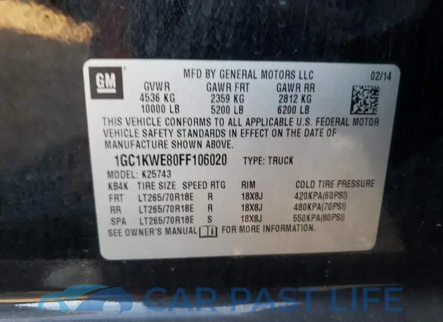 1GC1KWE80FF106020# 12