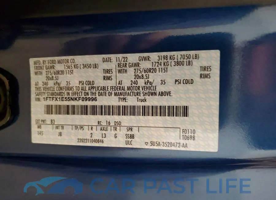 1FTFX1E55NKF09996# 13