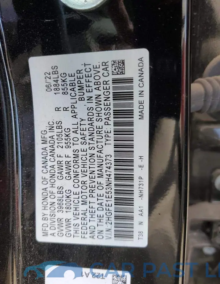 2HGFE1E53NH474373# 12