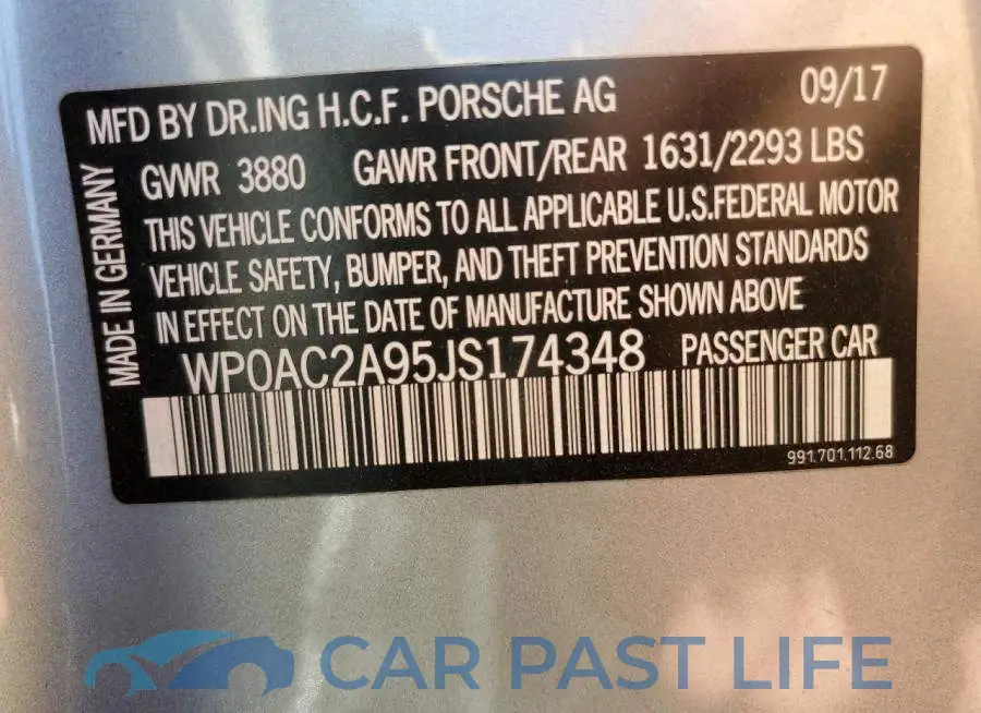 WP0AC2A95JS174348# 12