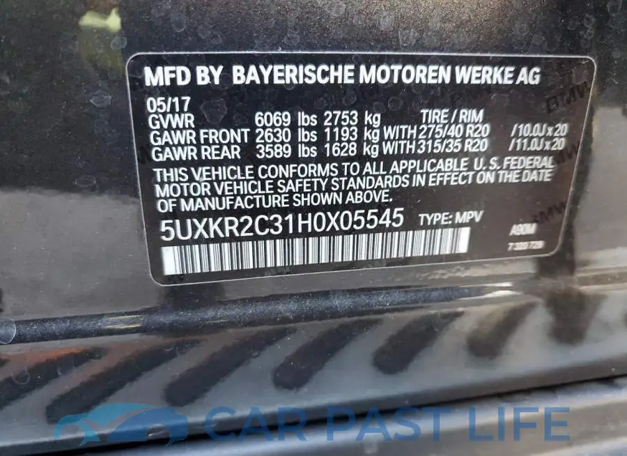 5UXKR2C31H0X05545# 12