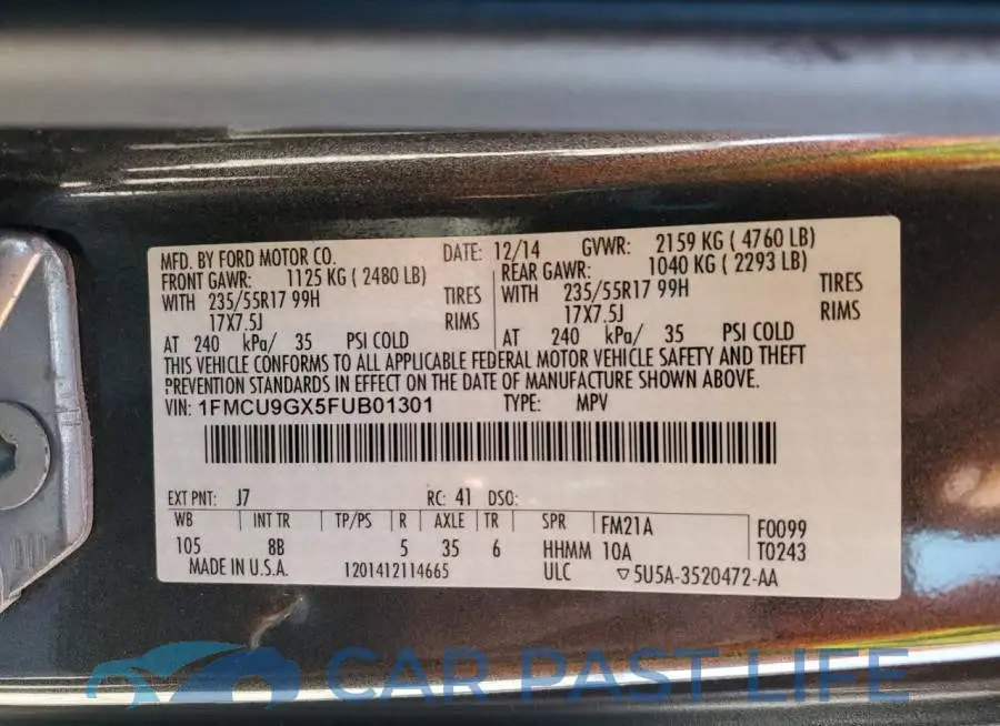 1FMCU9GX5FUB01301# 12