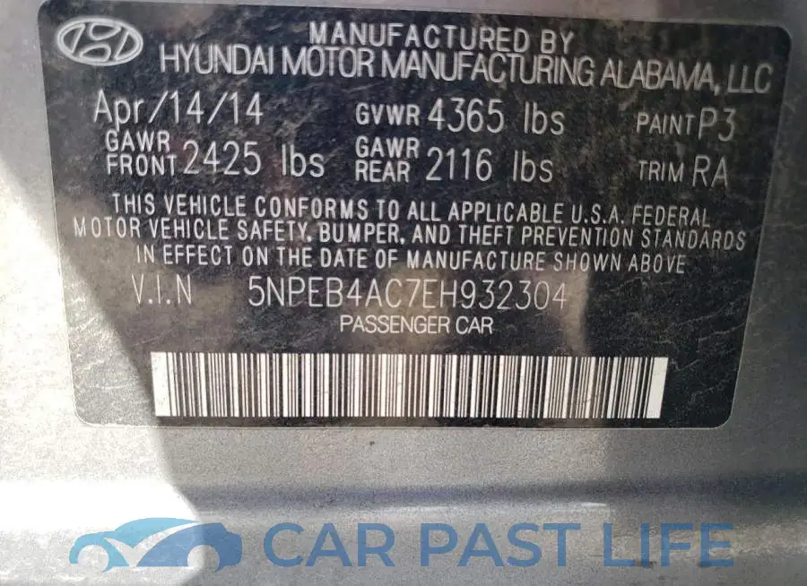 5NPEB4AC7EH932304# 12
