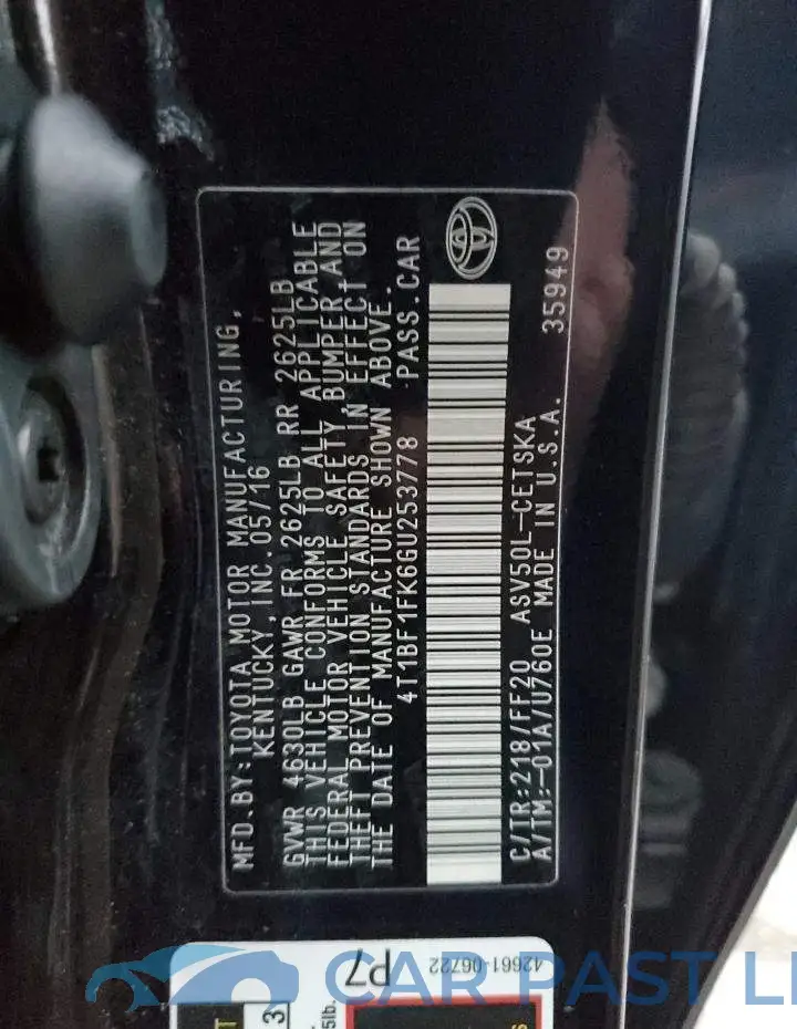 4T1BF1FK6GU253778# 12