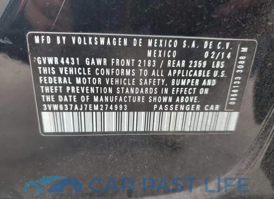 3VW637AJ7EM274993# 12