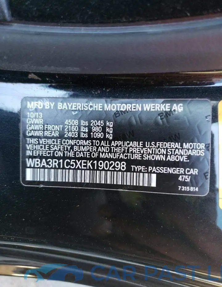 WBA3R1C5XEK190298# 12