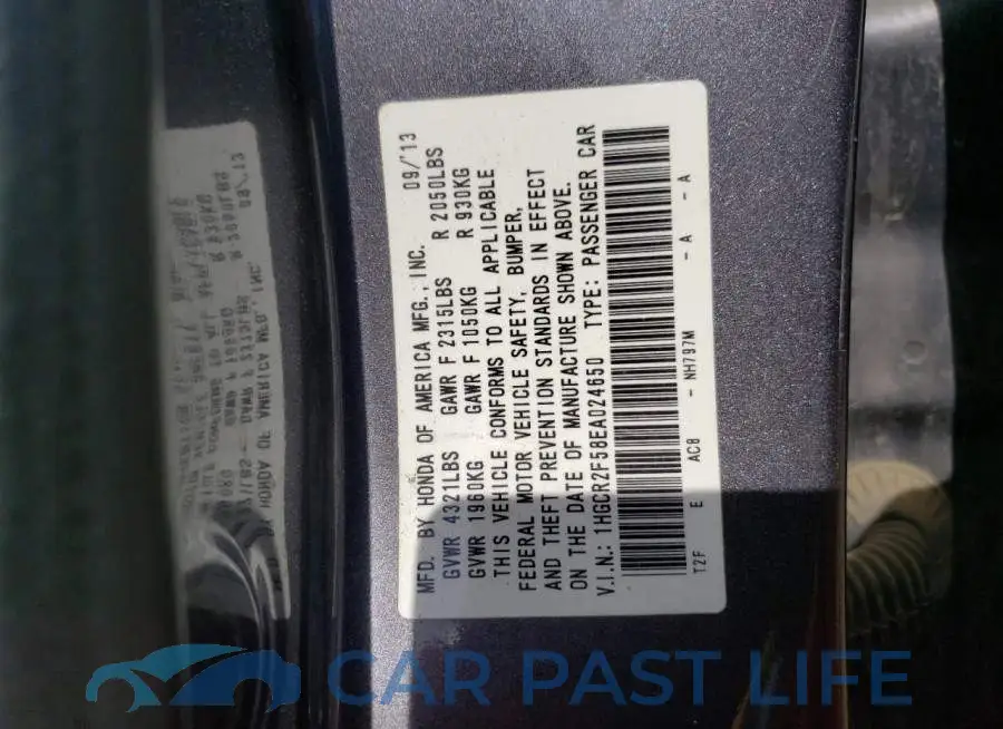 1HGCR2F58EA024650# 12