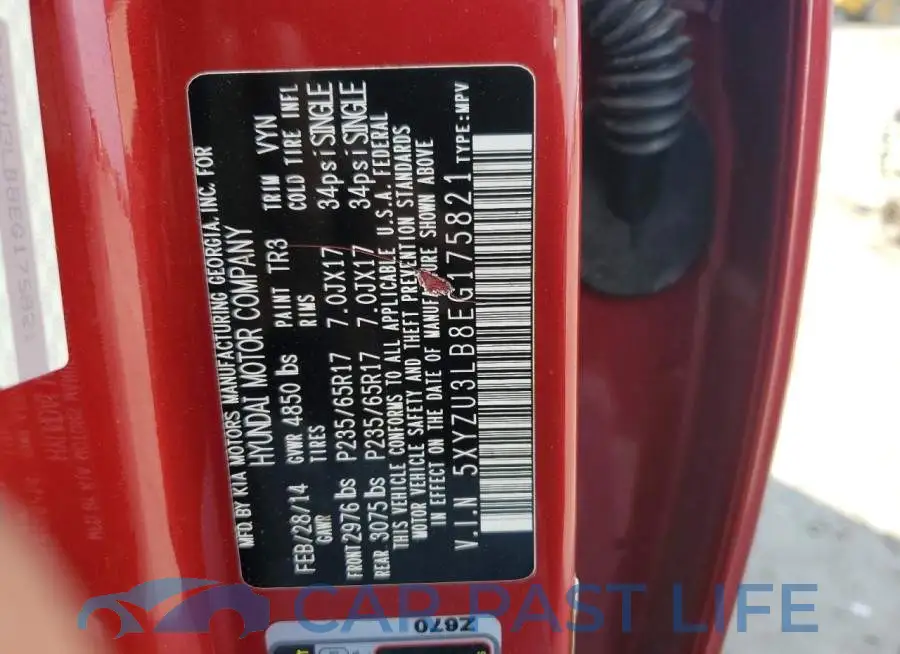 5XYZU3LB8EG175821# 12