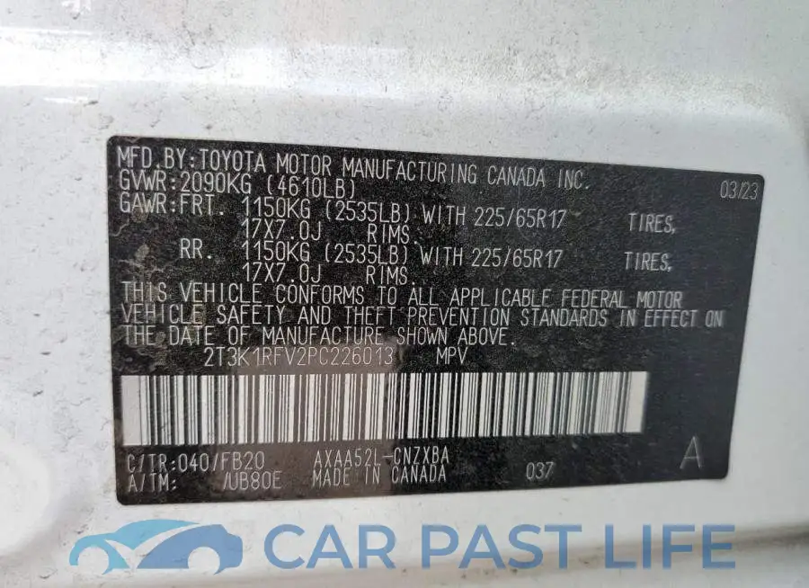 2T3K1RFV2PC226013# 12