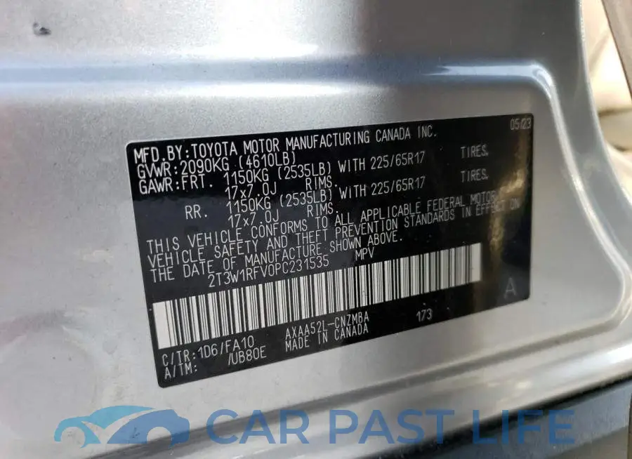 2T3W1RFV0PC231535# 13