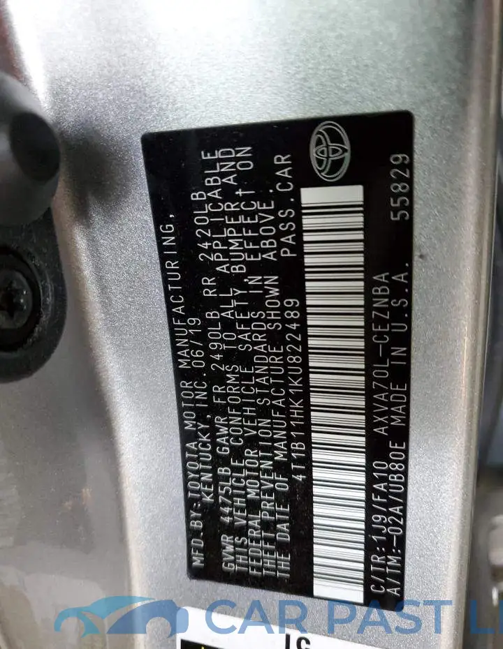 4T1B11HK1KU822489# 12