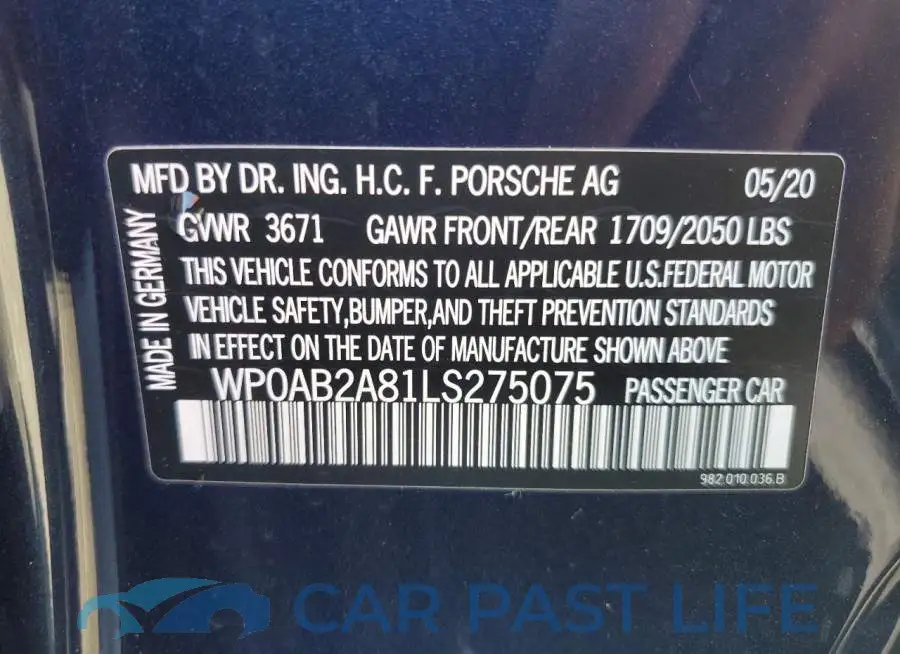 WP0AB2A81LS275075# 12