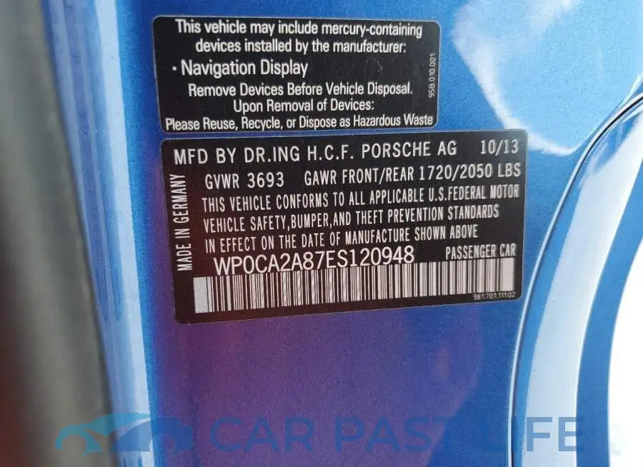 WP0CA2A87ES120948# 12
