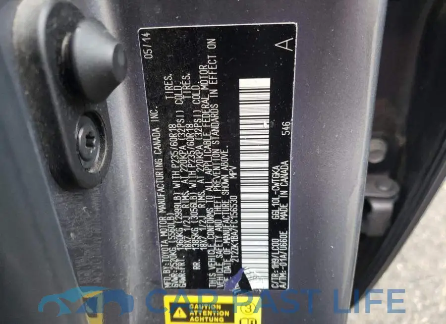 2T2ZK1BA7FC156530# 13