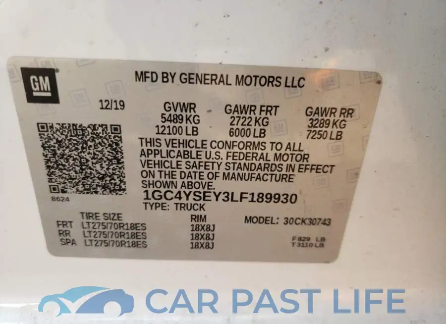 1GC4YSEY3LF189930# 12