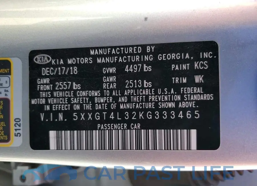 5XXGT4L32KG333465# 12