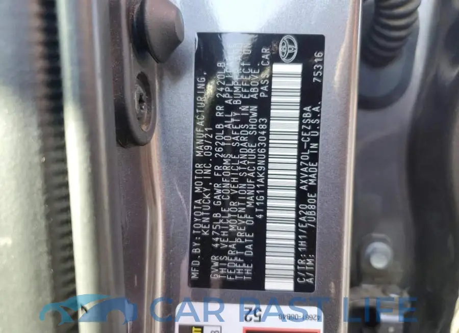 4T1G11AK9NU630483# 12