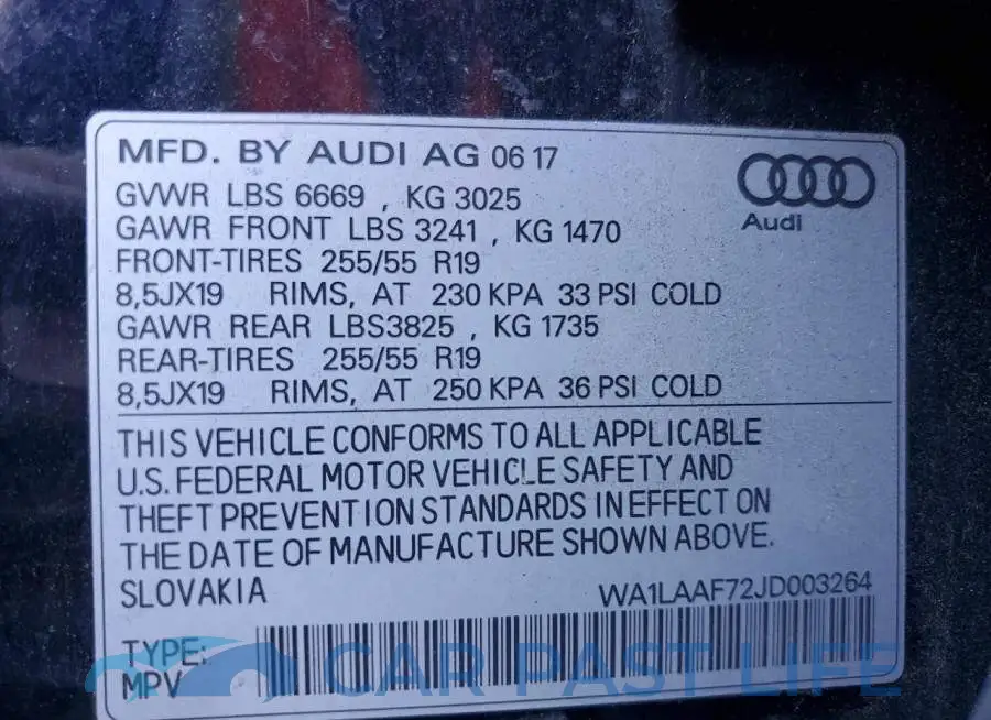 WA1LAAF72JD003264# 13