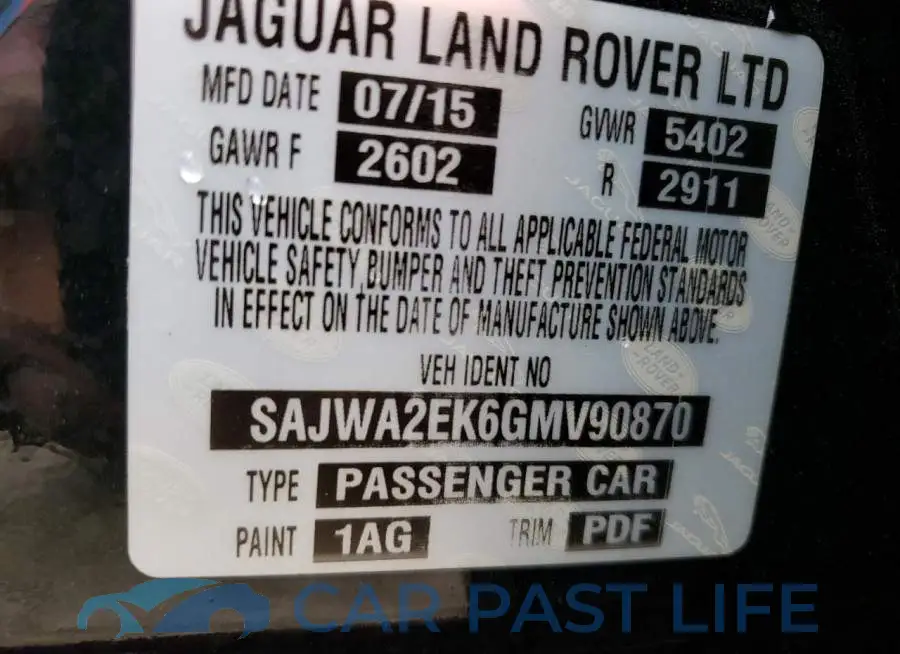 SAJWA2EK6GMV90870# 13