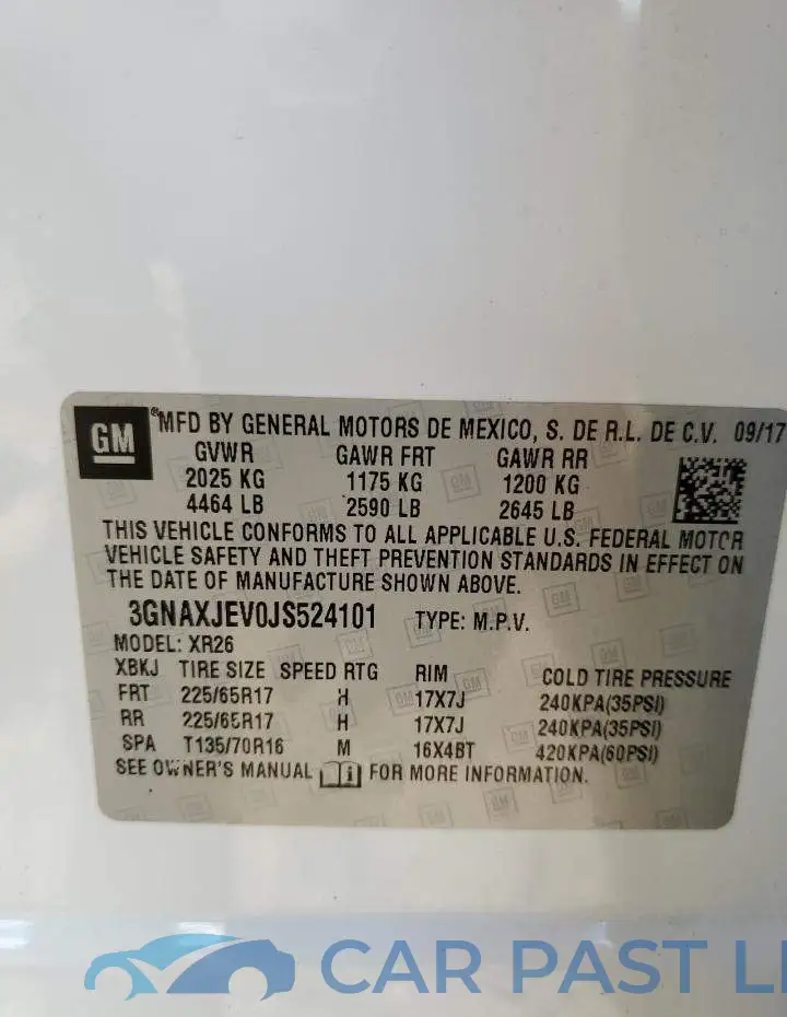 3GNAXJEV0JS524101# 14