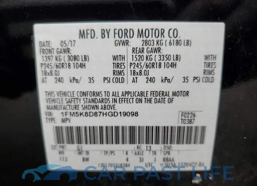1FM5K8D87HGD19098# 13