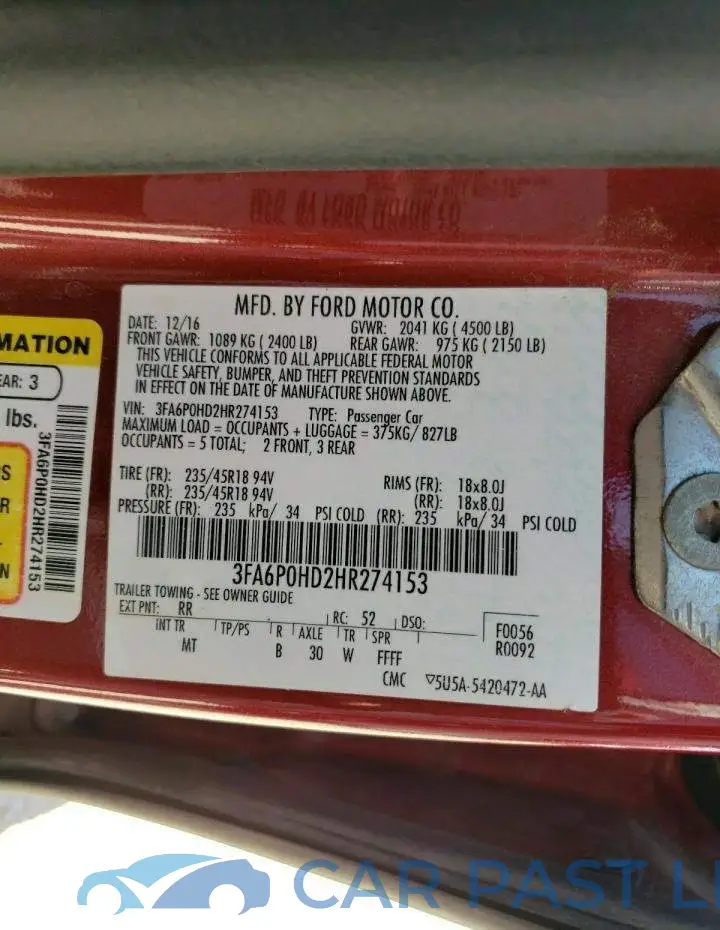 3FA6P0HD2HR274153# 12